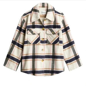 Vigoss Womens Oversized Wool Blend Soft Button Down Granola Girl Comfy Shacket M